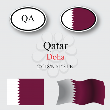 qatar icons set against gray background, abstract vector art illustration, image contains transparency