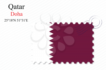 qatar stamp design over stripy background, abstract vector art illustration, image contains transparency