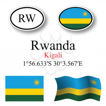 rwanda icons set against white background, abstract vector art illustration, image contains transparency