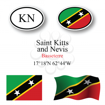 saint kitts and nevis icons set against white background, abstract vector art illustration, image contains transparency