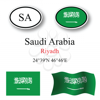 saudi arabia icons set against white background, abstract vector art illustration, image contains transparency