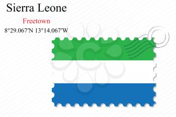 sierra leone stamp design over stripy background, abstract vector art illustration, image contains transparency