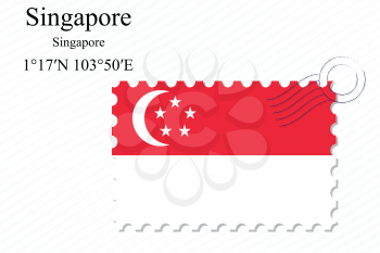 singapore stamp design over stripy background, abstract vector art illustration, image contains transparency