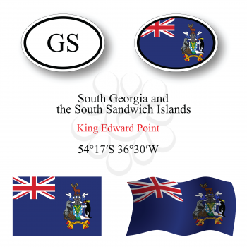 south georgia and south sandwich islands icons set against white background, abstract vector art illustration, image contains transparency
