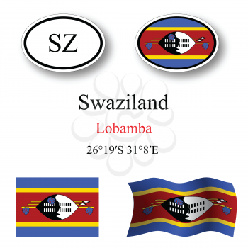 swaziland set against white background, abstract vector art illustration, image contains transparency