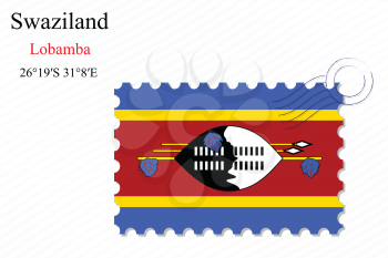swaziland stamp design over stripy background, abstract vector art illustration, image contains transparency