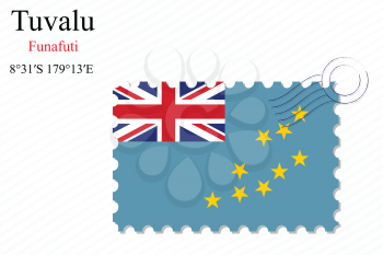 tuvalu stamp design over stripy background, abstract vector art illustration, image contains transparency