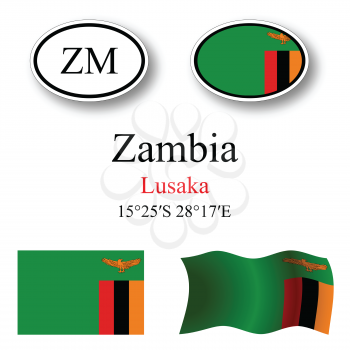 zambia icons set against white background, abstract vector art illustration, image contains transparency