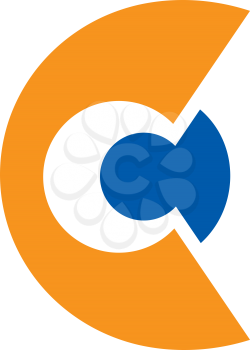 Royalty Free Clipart Image of a C in Orange With Blue