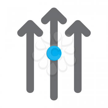 Royalty Free Clipart Image of Three Arrows With a Blue Dot