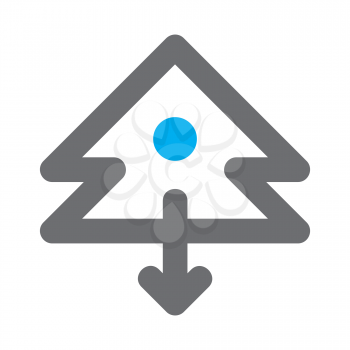 Royalty Free Clipart Image of an Arrow and Blue Dot