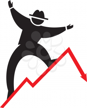 Royalty Free Clipart Image of a Silhouette Climbing an Arrow