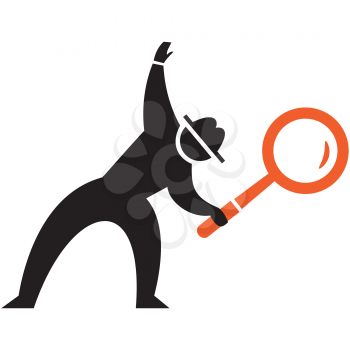 Royalty Free Clipart Image of a Man With a Magnifying Glass