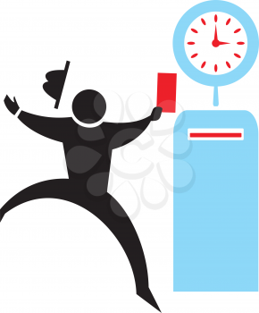 Royalty Free Clipart Image of a Man at a Time Punch Clock