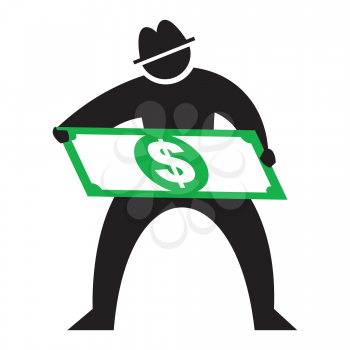 Royalty Free Clipart Image of a Man With a Dollar Bill