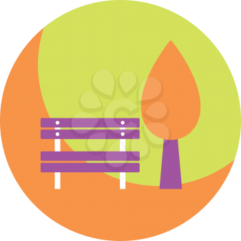 Royalty Free Clipart Image of a Bench and a Tree