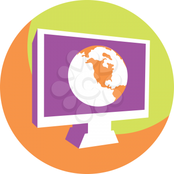 Royalty Free Clipart Image of a Computer With a Globe