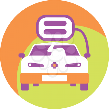 Royalty Free Clipart Image of a Car With a Tag on It