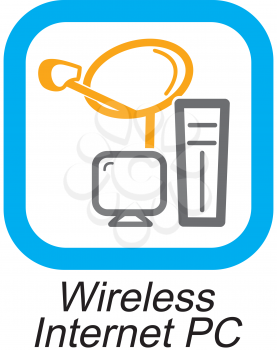 Royalty Free Clipart Image of a Wireless Internet PC Button