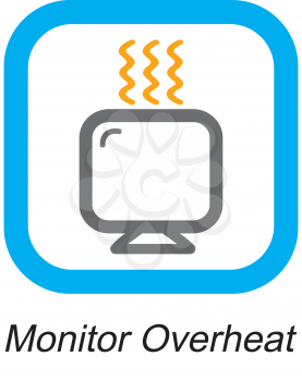 Royalty Free Clipart Image of an Overheating Monitor