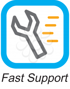Royalty Free Clipart Image of a Fast Support Button