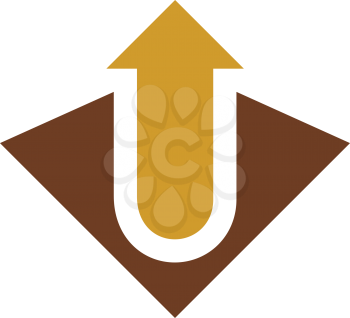 Royalty Free Clipart Image of a Gold and Brown Arrow Design