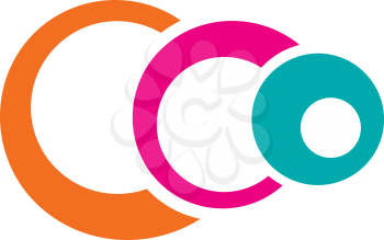 Royalty Free Clipart Image of an Orange, Pink and Aqua