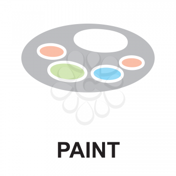 Royalty Free Clipart Image of a Paint Palette With the Word Paint