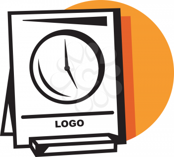 Royalty Free Clipart Image of a Clock With a Space for a Logo