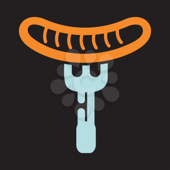 Royalty Free Clipart Image of a Sausage on a Fork