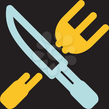 Royalty Free Clipart Image of a Knife and Fork