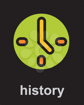 Royalty Free Clipart Image of a Clock and the Word History