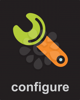 Royalty Free Clipart Image of a Wrench With the Word Configure
