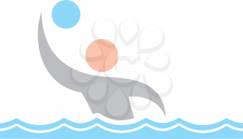 Royalty Free Clipart Image of a Person in the Water With a Ball