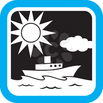 Royalty Free Clipart Image of a Boat and Sunshine