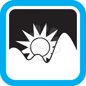 Royalty Free Clipart Image of a Sun and Mountains