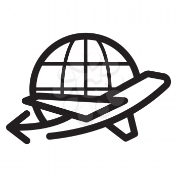 Royalty Free Clipart Image of a Plane Around a Globe