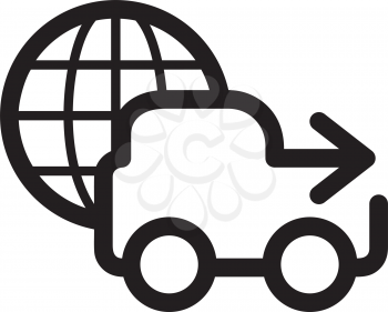 Royalty Free Clipart Image of a Car and a Globe