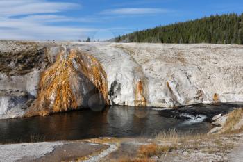 Yellowstone National Park. Hot springs and streams
