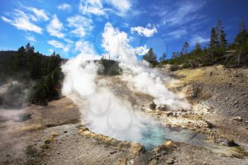Boiling geothermal geyser  in Yellowstone Park 