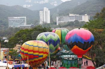 Huge balloons decorate entertaining park of Hong Kong