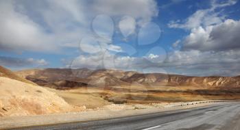 Deserted road. Wonderful winter day in the Judean desert.