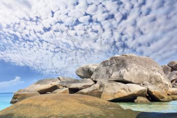 Freakish smooth coastal rocks. Exotic islands Similan in Thailand