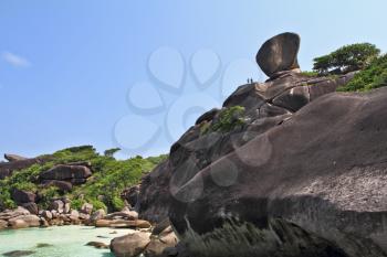 Bizarre smooth coastal rocks. Exotic Similan Islands in Thailand