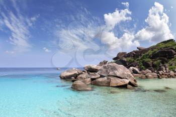 The most beautiful beach in the picturesque Similan Islands. Scenic cliffs and clear azure water
