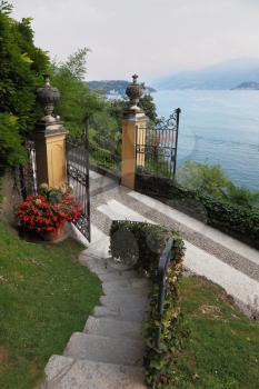 Luxurious historic villa on Lake Como. The gate to the park
