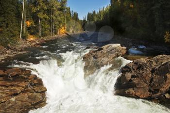 Low falls on fast northern river in the USA