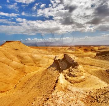 Yellow desert. Picturesque ancient mountains about the Dead Sea in Israel
