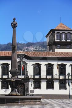 The main square in the city of Funchal. The island of Madeira in the Atlantic Ocean