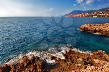 Mediterranean sea between Mentony and a princedom of Monaco  